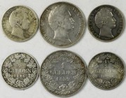 Bayern: Ludwig I. 1825-1848: Lot 3 Stück: ½ Gulden 1845, ½ Gulden 1846 sowie 1 Gulden 1839. Schön - sehr schön.
 [differenzbesteuert]