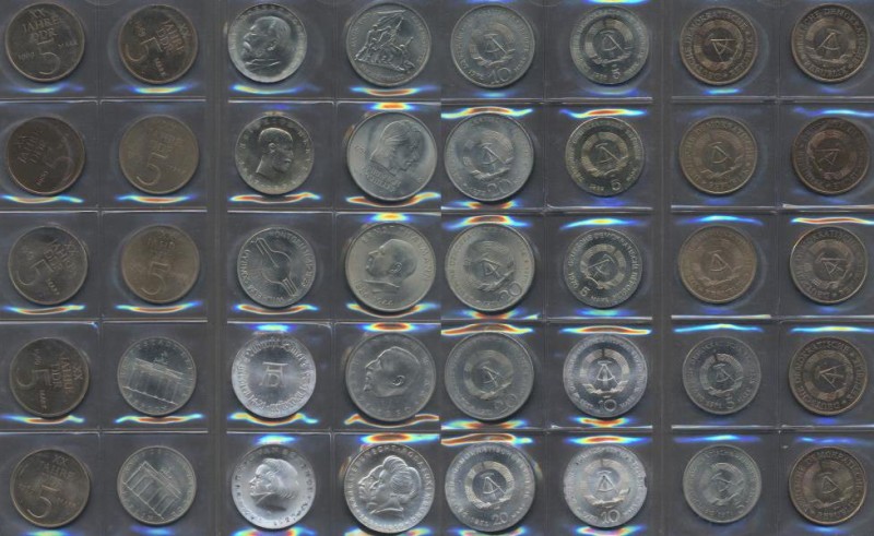 DDR: Kleines Lot mit 20 DDR Münzen, dabei auch 10 Mark Dürer und Beethoven sowie...