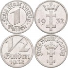 Danzig: Lot 3 Münzen: 1 Gulden 1932, 1/2 Gulden 1932 (2x), sehr schön, sehr schön-vorzüglich.
 [differenzbesteuert]
Gebotslos, Zuschlag zum Höchstge...