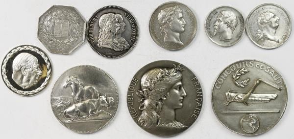 Medaillen alle Welt: Frankreich: 9 Silbermedaillen, u.a. Louis XVI., Napoleon I....