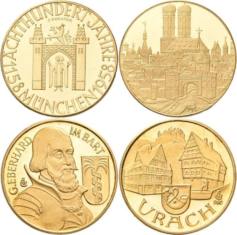 Medaillen Deutschland: Goldmedaillen-Lot 5 Stück, Robert Bosch, Gold 900/1000, 2...