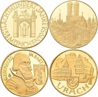 Medaillen Deutschland: Goldmedaillen-Lot 5 Stück, Robert Bosch, Gold 900/1000, 25 mm, 14 g / Urach, Gold 980/1000, 20 mm, 3,75 g / München 1958, Goldm...