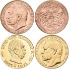 Medaillen Deutschland: Weimarer Republik: Lot 4 Goldmedaillen, Hindenburg 1928, Stempel von Karl Goetz, Bayer. Hauptmünzamt, Gold 900/1000, 22,5 mm, 6...