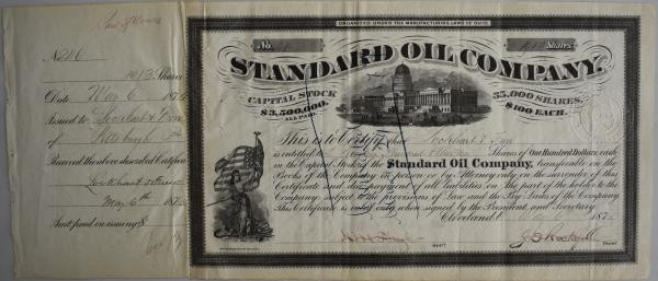 Alte Aktien / Wertpapiere: USA, Standard Oil Company. Cleveland, Ohio, 06.05.187...