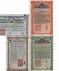 Alte Aktien / Wertpapiere: 1908/22, 4 Gold Loan bonds of China, for the construction of Tientsin-Pukow Railway, Hukuang Railways and railway equipment...