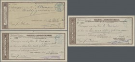 Alte Aktien / Wertpapiere: SCHECK: Niederlande, Dordrecht: 3 Schecks der Bank-Associatie Wertheim & Gompertz 1834 en Credietvereniging 1853, ausgestel...