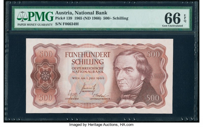 Austria Austrian National Bank 500 Schilling 1.7.1965 (ND 1966) Pick 139 PMG Gem...
