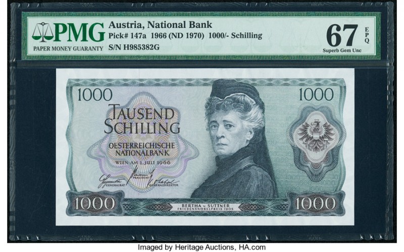 Austria Austrian National Bank 1000 Schilling 1.7.1966 (ND 1970) Pick 147a PMG S...