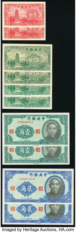 A Group of Small Change Notes from the Central Bank of China. About Uncirculated...