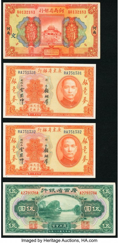 China Provincial Bank of Honan 1 Yüan 1923 Pick S1688b; Provincial Bank of Kwang...
