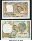 Comoros Banque de Madagascar et des Comores 50; 100 Francs ND (1960-63) Pick 2b; 3b Crisp Uncirculated. 

HID09801242017