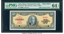 Cuba Banco Nacional de Cuba 50 Pesos 1958 Pick 81s2 Specimen PMG Choice Uncirculated 64 EPQ. Two POCs.

HID09801242017