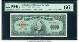 Cuba Banco Nacional de Cuba 1000 Pesos 1950 Pick 84 PMG Gem Uncirculated 66 EPQ. 

HID09801242017