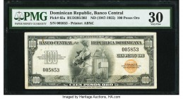 Dominican Republic Banco Central 100 Pesos Oro ND (1947-55) Pick 65a PMG Very Fine 30. Rust.

HID09801242017