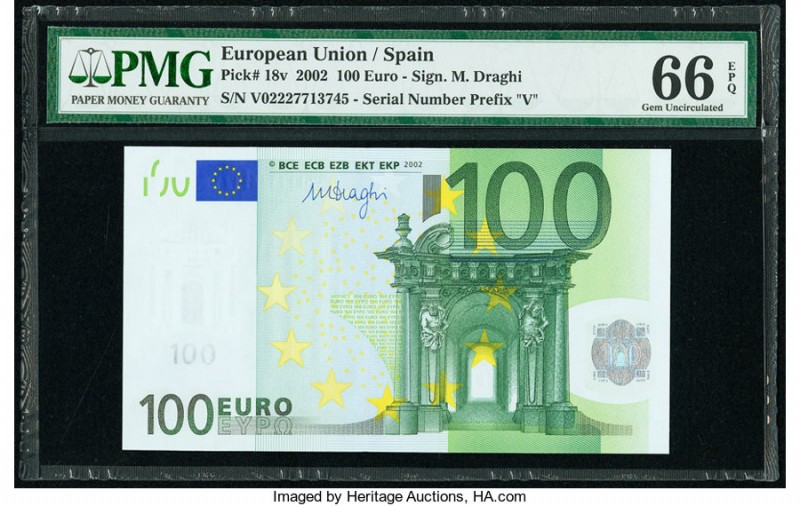 European Union Spain 100 Euro 2002 Pick 18v PMG Gem Uncirculated 66 EPQ. 

HID09...
