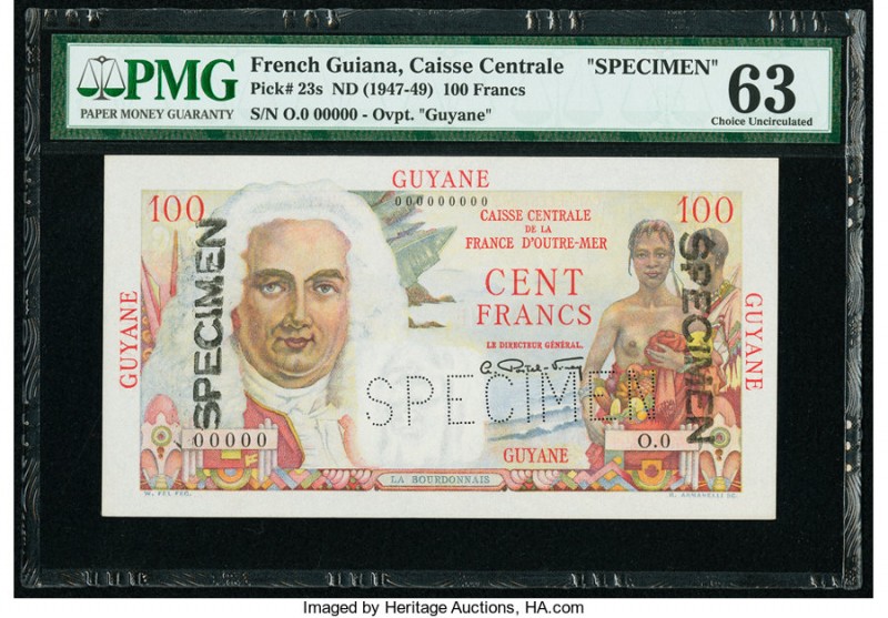 French Guiana Caisse Centrale de la France d'Outre-Mer 100 Francs ND (1947-49) P...