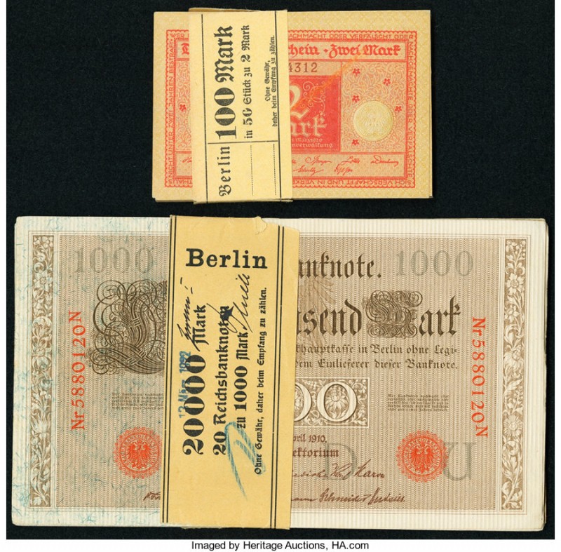 Germany Imperial Bank Notes 1000 Mark 1910 Pick 44b (20); State Loan Currency No...