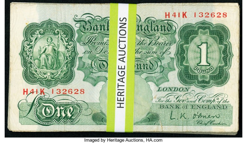 A Circulated Group of 1 Pound Notes from Great Britain, Primarily from the 1950s...