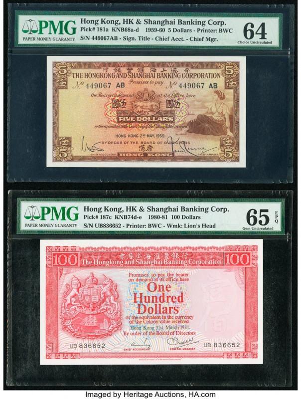 Hong Kong Hongkong & Shanghai Banking Corp. 5; 100 Dollars 2.5.1959; 31.3.1981 P...