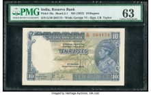 India Reserve Bank of India 10 Rupees ND (1937) Pick 19a Jhun4.5.1 PMG Choice Uncirculated 63. Staple holes at issue, small tear.

HID09801242017