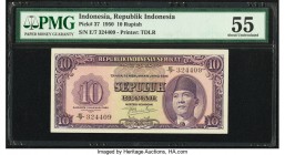 Indonesia Republik Indonesia 10 Rupiah 1.1.1950 Pick 37 PMG About Uncirculated 55. 

HID09801242017