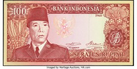 Watermark Under Eagle Error Indonesia Bank Indonesia 100 Rupiah 1960 (ND 1964) Pick 86a Crisp Uncirculated. 

HID09801242017