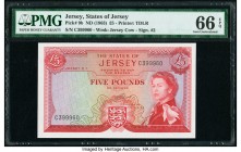 Jersey States of Jersey 5 Pounds ND (1963) Pick 9b PMG Gem Uncirculated 66 EPQ. 

HID09801242017