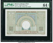 Morocco Banque d'Etat du Maroc 50 Francs 1.3.1945 Pick 21 PMG Choice Uncirculated 64 EPQ. 

HID09801242017