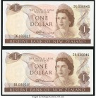 New Zealand Reserve Bank of New Zealand 1 Dollar ND (1967-68) Pick 163a, Two Consecutive Examples Choice Crisp Uncirculated. 

HID09801242017