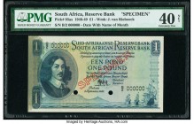 South Africa South African Reserve Bank 1 Pound 3.9.1948 Pick 93as Specimen PMG Extremely Fine 40Net. Previously mounted, two POCs.

HID09801242017