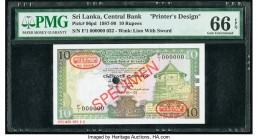 Sri Lanka Central Bank of Sri Lanka 10 Rupees 1.1.1987 Pick 96pd Printer's Design PMG Gem Uncirculated 66 EPQ. DLR overprints, one POC.

HID0980124201...