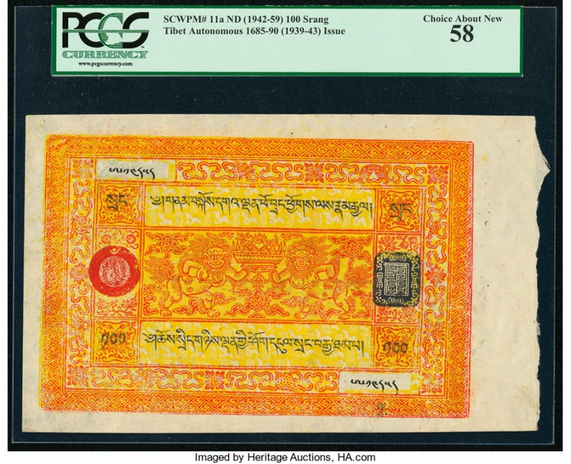 Tibet Government of Tibet 100 Srang ND (1942-59) Pick 11a PCGS Choice About New ...