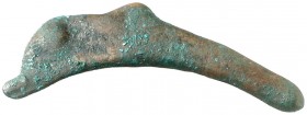 (525-410 a.C.). Olbia. Moneda en bronce en forma de delfín. (S. 1684 sim) (CNG. III, 1879 sim). 1,50 g. MBC.