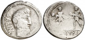 (89 a.C.). Gens Tituria. Denario. (Bab. 2) (Craw. 344/1b). 3,80 g. BC+.