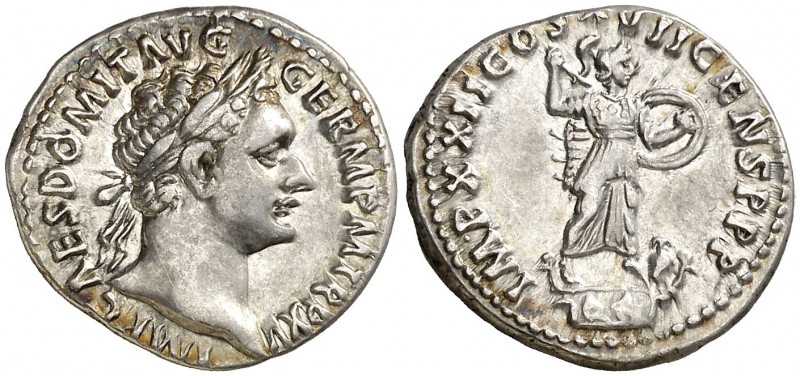 (95-96 d.C.). Domiciano. Denario. (Spink 2735 var) (S. 293) (RIC. 788). 3,46 g. ...