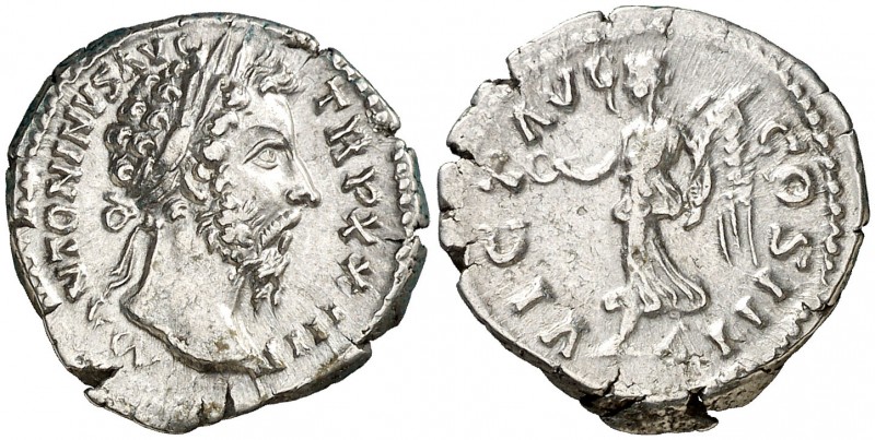 (170 d.C.). Marco Aurelio. Denario. (Spink 4953 var) (S. 979b) (RIC. 226). 3,37 ...