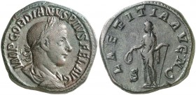 (241-243 d.C.). Gordiano III. Sestercio. (Spink 8712) (Co. 122) (RIC. 300a). 24,21 g. Ex Colección Manuela Etcheverría. MBC+.