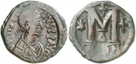 Justino I (518-527). Constantinopla. Follis. (S. 63) (Ratto 400). 17,43 g. MBC+.