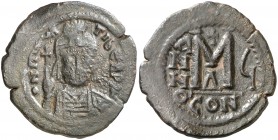 Mauricio Tiberio (582-602). Constantinopla. Follis. (S. 494) (Ratto 1043). 11,23 g. MBC/MBC+.