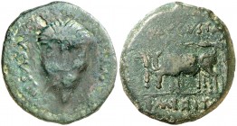 Emérita (Mérida). Octavio Augusto. As. (FAB. 1009) (ACIP. 3373a). 11,05 g. BC/BC+.