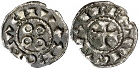 Vescomtat de Narbona. Berenguer (1023-1067). Narbona. Diner. (Cru.V.S. 157) (Cru.Occitània 40) (Cru.C.G. 2022). 1,15 g. Cospel faltado. Rara. (MBC).