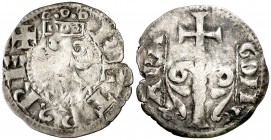 Pere I (1196-1213). Zaragoza. Dinero jaqués. (Cru.V.S. 302) (Cru.C.G. 2116). 0,88 g. Escasa. MBC-.