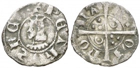Pere III (1336-1387). Barcelona. Òbol. (Cru.V.S. 417 var) (Cru.C.G. 2239a var). 0,49 g. Ex Áureo 26/01/1999, nº 502. MBC.