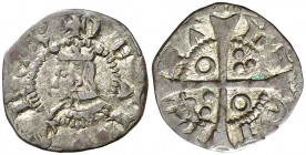 Pere III (1336-1387). Barcelona. Diner. (Cru.V.S. 427.1 var) (Cru.C.G. 2237 var). 0,99 g. Letras A y V latinas. Buen ejemplar. MBC+.