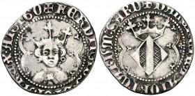Ferran I (1412-1416). València. Ral. (Cru.V.S. 773.5) (Cru.C.G. 2820f). 2,90 g. Recortada. Ex Áureo 08/05/2001, nº 2320. Escasa. MBC-.