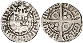 Ferran II (1479-1516). Barcelona. Mig croat. (Cru.V.S. 1143.1) (Cru.C.G. 3076). 1,35 g. Doblez. Ex CFN 11/06/1990, nº 82. MBC-.