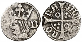 Ferran II (1479-1516). Barcelona. Quart de croat. (Cru.V.S. 1144.3) (Cru.C.G. 3080b). 0,65 g. Ex CFN 11/06/1990, nº 90. MBC-.