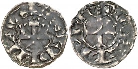 Teobaldo II (1253-1270). Navarra. Dinero. (Cru.V.S. 228). 1,09 g. MBC.