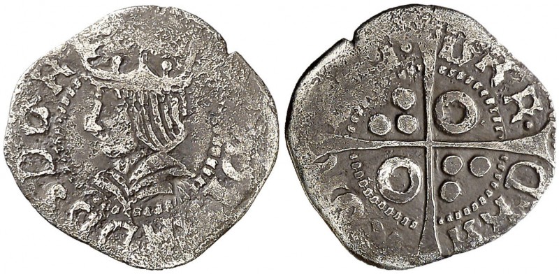 s/d. Carlos I. Barcelona. 1/2 croat. (Cal. 128, de Ferran II) (Cal. 49). 1,27 g....