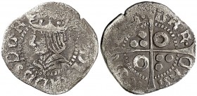 s/d. Carlos I. Barcelona. 1/2 croat. (Cal. 128, de Ferran II) (Cal. 49). 1,27 g. A nombre de Ferran II. BC+.